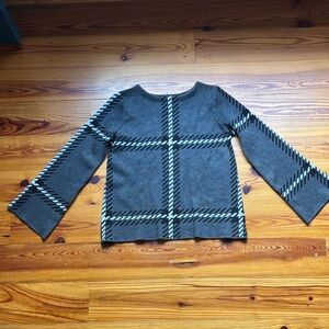 Premise Women's Sweater - Gray and Black Plaid